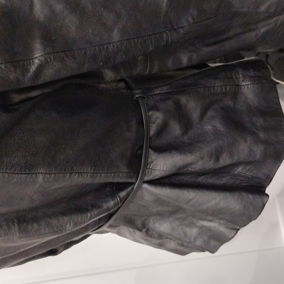 Wilsons black leather banded collar midi jacket. Large - Picture 10 of 11